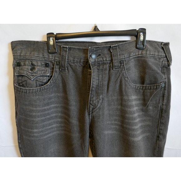 True Religion Mens Jeans 38 x 32 Gray Ricky World Tour Relaxed Fit Straight - Picture 4 of 16